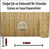 POLYBOTUM Doğal Kamış Hasır Çit 3 m X  5m Doğal Bahçe Çiti - Gölgelik Hasır - 1