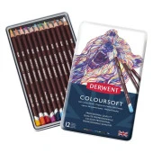 Derwent Coloursoft Pencils Yumuşak Kuruboya Kalemi 12li Teneke Kutu - 1