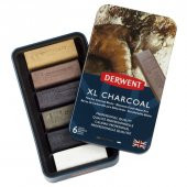 Derwent XL Charcoal Block Kalın Kömür Füzen 6lı Teneke Kutu - 1