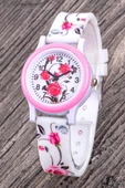 Pembe Gül Desenli Beyaz Renk 4-12 Yaş Rakamlı Çocuk Saati Hediyelik Saat ST-304333 thumbnail 1