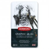 Derwent Graphic Dereceli Kalem Seti Medium (Designer) 12li Teneke Kutu - 1