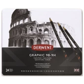 Derwent Graphic Dereceli Kalem Seti 24lü Teneke Kutu - 1
