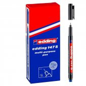 Edding 147 S Çok Amaçlı Permanent Kalem (Silgili Asetat Kalemi) SİYAH 10lu Kutu - 1