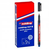 Edding 147 S Çok Amaçlı Permanent Kalem (Silgili Asetat Kalemi) MAVİ 10lu Kutu - 1