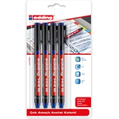 Edding 149 M Çok Amaçlı Permanent Kalem (Silgili Asetat Kalemi) 4lü MAVİ - 1