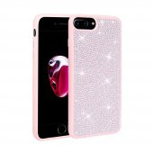KNY Apple İphone 7 Plus Kılıf Silikon Kenarlı Taşlı Parlak Ston Silikon Pembe - 1