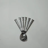 Paslanmaz Dekoratif Çay Kaşığı 6 Adet Kalp Saplı Çay Kaşığı 6 lı Lüx Çay Kaşığı 11 cm Çay Kaşığı - 2