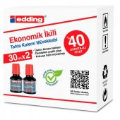 Edding BT30 Yazı Tahtası Kalemi Mürekkebi 30 ml. x 2li Kutu KIRMIZI - 1