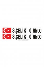 Bayraklı Ad Soyad Kan Grubu Oto Sticker 16*2 Cm - 1
