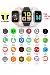 TECHNOMEN Akıllı Saat T500 Plus + AirPods Kablosuz Kulaklık İkili Pembe Set Ios Android Smartwatch - 3