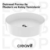 Creavit LP145 Loop 45 cm Set Üstü Çanak Lavabo - 4