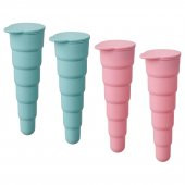 4 Adet Dondurma Kalıbı,MeridyenDukkan Pembe-Turkuaz Renk 16 Cm, 4 Adet Silikon Kauçuk - 1