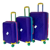 Vayomy Colors PP Line Kabin Orta Büyük Boy Mor 3'lü Valiz Seti 2 Yıl Garantili - 1