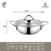 Amboss Stone 6 Parça Paslanmaz Çelik İndüksiyon Tabanlı Sahan Set - 5