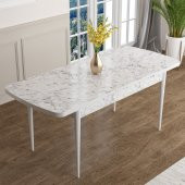 Han Serisi 70x114 Açılabilir MDF Beyaz Mermer Desen Mutfak Masası Takımı 6 Sandalye - 7