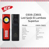 Brio Usb Şarjlı, Mıknatıslı, Askılı, Led Fener, Led Lamba 500 Lümen Tamirci Feneri - 2