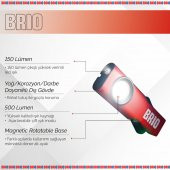 Brio Usb Şarjlı, Mıknatıslı, Askılı, Led Fener, Led Lamba 500 Lümen Tamirci Feneri - 4