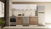Visas Concept 260 Cm Sezer Hazır Mutfak Dolabı Aspiratör Modüllü Parlak Beyaz Ve Cappuccıno(TEZGAH DAHİL) - 1