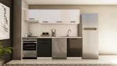 Visas Concept 240 Cm Meltem Hazır Mutfak Dolabı Aspiratör Modüllü Parlak Beyaz Ve Antrasit(TEZGAH DAHİL) - 1