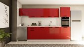 Visas Concept 320 Cm Beyza Hazır Mutfak Dolabı Aspiratör Ve Ankastre Kiler Modüllü Parlak Kırmızı (TEZGAH DAHİL) - 1