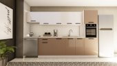 Visas Concept 320 Cm Selin Hazır Mutfak Dolabı Aspiratör Ve Ankastre Kiler Modüllü Parlak Beyaz Ve Cappuccıno (TEZGAH DAHİL) - 1