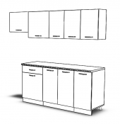 Visas Concept 240cm Güneş Hazır Mutfak Dolabı Hıgh-gloss Tezgah Dahil - 2