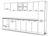 Visas Concept 320 Cm Elif Hazır Mutfak Dolabı Parlak Hıgh-Gloss Kiler, Ankastre Ve Aspiratör Modüllü Kapaklı (Tezgah Dahil) - 1