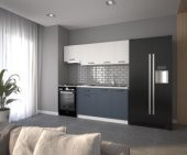 Visas Concept 200 Cm Pınar Hazır Mutfak Dolabı Beyaz Ve Antrasit (Tezgah Dahil) - 1