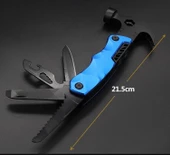 Valkyrie Çok Fonksiyonlu Çekiç Çakı Çantalı Kamp Outdoor Testere Tornavida Seti Mavi - 7