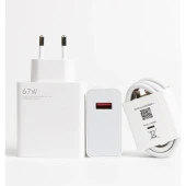 Sesatech Xiaomi 67W Turbo Şarj Aleti Şarj Cihazı Kablo Adaptör Set ve Tüm Telefonlarla Uyumlu Hızlı Şarj Aleti Type C Şarj Aleti - 1