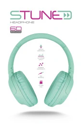 Powerway Stune Kulaküstü Turkuaz Bluetooth Kulaklık Hafıza Kartı 6D Sound 18 Saat Kullanım Süresi - 2