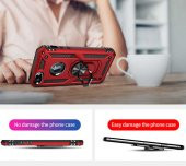 İphone 5-5S Metal Yüzüklü Tam Korumalı Standlı Silikon Kılıf - Kırmızı - 3