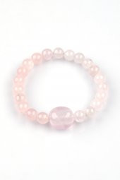 Pembe Kuvars Doğal Taş Bileklik 8mm Küre Kesim - 2