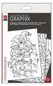 Marabu Graphix Colouring Card Set 12li Poodledoodle - 1