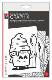 Marabu Graphix Colouring Card Set 12li Crazy Doodad - 1