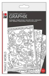 Marabu Graphix Colouring Card Set 12li Tangle World - 1