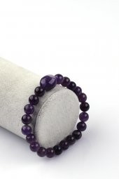 Ametist Doğal Taş Bileklik 8mm Küre Kesim thumbnail 1