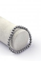 Gümüş Renkli Hematit Doğal Taş Bileklik 6mm Küre Kesim thumbnail 1