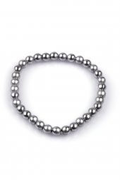 Gümüş Renkli Hematit Doğal Taş Bileklik 6mm Küre Kesim thumbnail 2