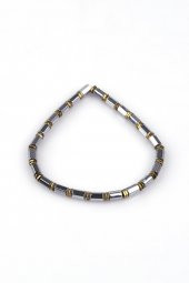 Gümüş Gri - Gold Renkli Hematit Doğal Taş Bileklik 5 x 3 mm Rondel Kesim thumbnail 2