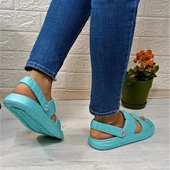 Calx 1260 Su Yeşili Hafif Rahat Kadın Terlik & Sandalet - 5