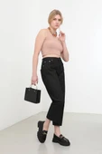 Kadın Yüksek Bel Straight Fit Jean Pantolon Siyah - 4