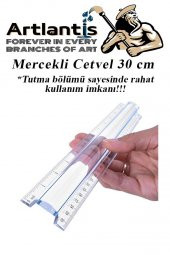 Cetvel Mercekli 30 cm Plastik Şeffaf 1 Adet Okul Sınıf Öğrenci Büyüteçli Tutumu Kolay Cetvel 30 cm - 1
