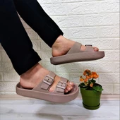 Akınalbella 282 Vizon Hafif Rahat Günlük Havuz Plaj Ayarlanabilir Çift Tokalı Terlik thumbnail 3