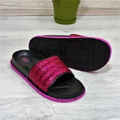 Calx Fuşya Simli Orthopedic Taban Şık Günlük Kadın Terlik thumbnail 7