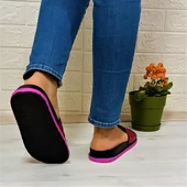 Calx Fuşya Simli Orthopedic Taban Şık Günlük Kadın Terlik thumbnail 5