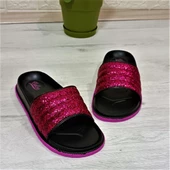 Calx Fuşya Simli Orthopedic Taban Şık Günlük Kadın Terlik thumbnail 6