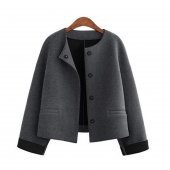 Barbora Rahat Düğmeli Şık Kadın Ceket 2303füme5 - 1