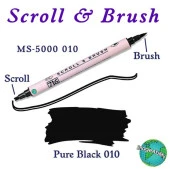 Zig Scroll & Brush Çift Çizgi ve Fırça Uçlu Kaligrafi ve Gölgeleme Kalemi 010 Pure Black - 1