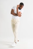 Çift Pileli Regular Fit Beli Lastikli İplikli Yazlık İnce Kumaş Erkek Jogger Pantolon thumbnail 1